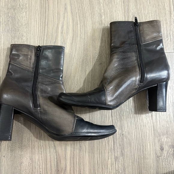 Liz Claiborne Flex Kildare Brown Black Patchwork Leather Ankle Boots Women Sz 8M - Picture 8 of 10